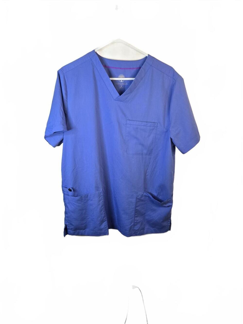 Healing Hands Blue Medical Scrub Top, Size Medium